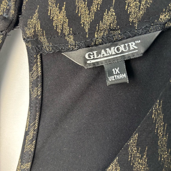 New Without Tags Glamour Women’s Black and Gold Jumpsuit Wide Leg 1X - Picture 3 of 8